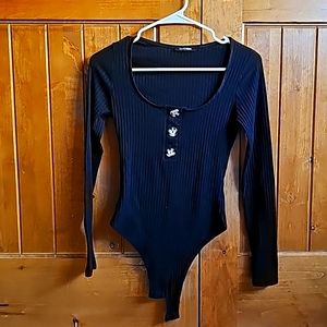 Fasion Nova Black Long Sleeve Onesie